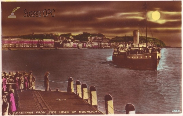 Image of Hastings - A view from the pier head by moonlight
