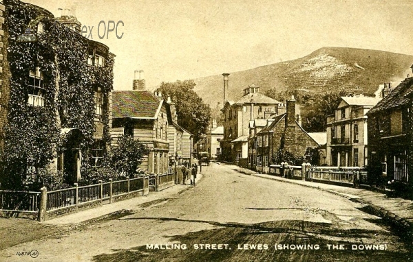 Image of Lewes - Malling Street (showing the Downs)