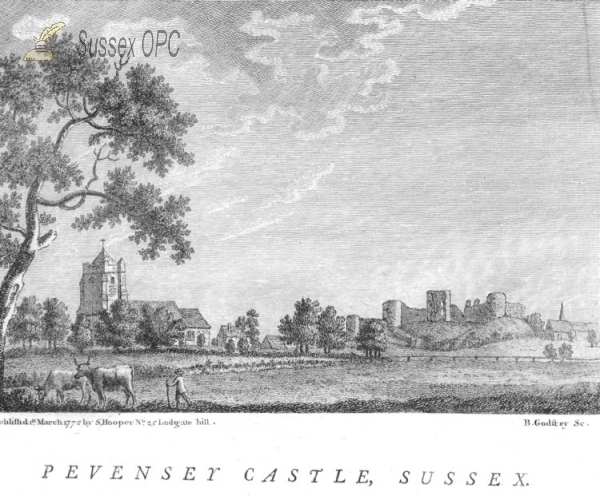Image of Pevensey - The Castle, Church and Westham Church c. 1772