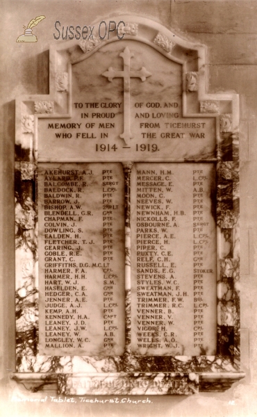 Ticehurst - St Mary's Church - Memorial Tablet