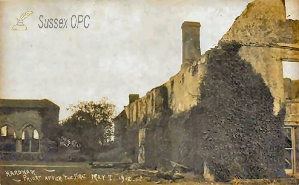 Hardham - Hardham Priory after fire (7th May 1912)