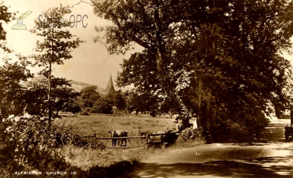 Image of Alfriston - St Andew's Church and cows