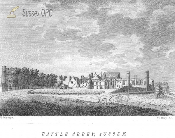 Image of Battle - Battle Abbey - Engraving from 1772