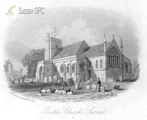 Image of Battle - St Mary's Church in 1863
