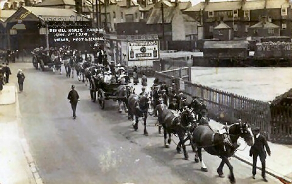 Image of Bexhill - Horse Parade passing Railway Station, 1914