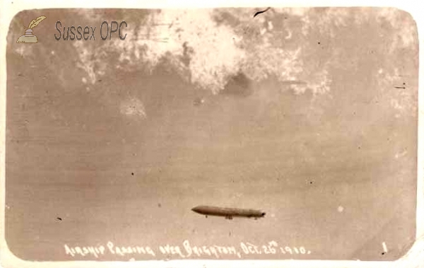 Image of Brighton - Airship passing over Brighton 1910