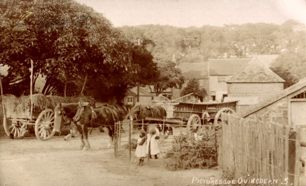 Image of Ovingdean - Wagons with horses