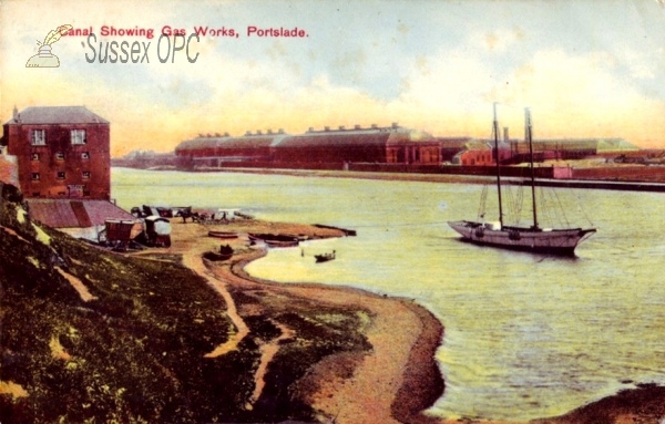 Image of Portslade - Canal showing gas works