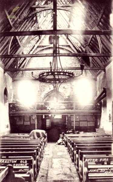 Image of Preston - Old Church after fire, 23rd June 1906