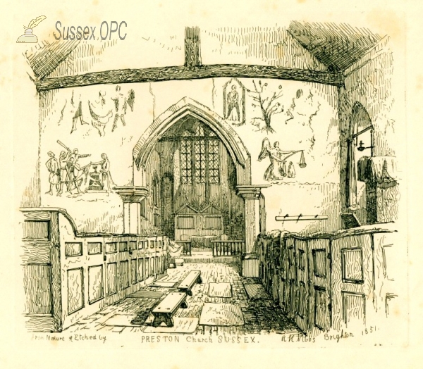 Preston - St Peter's Church (interior - showing wall paintings)