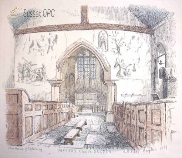 Image of Preston - St Peter's Church (interior - showing wall paintings)