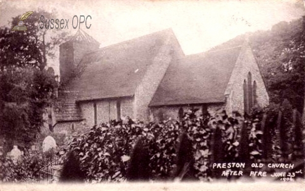 Image of Preston - Old Church after fire, 23rd June 1906