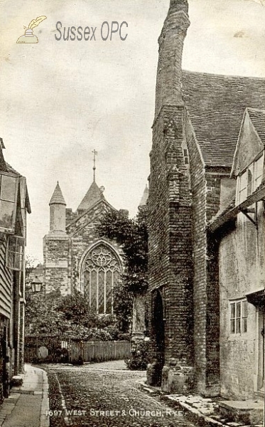 Image of Rye - West Street showing St Mary's Church