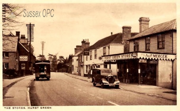 Image of Hurst Green - High Street showing A & F Mercer's Stores