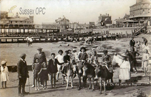 Image of Bognor - People and Donkeys on the Beach
