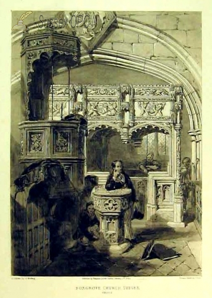 Image of Boxgrove - Interior of the Church in 1845