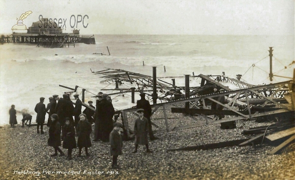 Image of Worthing - Pier Wrecked Easter 1913