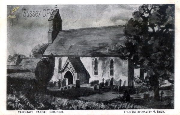 Chidham - St Mary's Church painted by M Beale