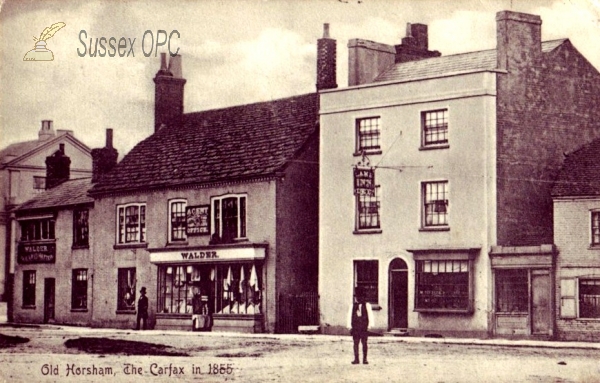 Image of Horsham - The Carfax in 1855, The Lamb Inn
