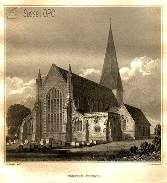 Horsham - St Mary's Church in 1835