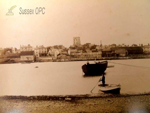 Image of New Shoreham - The River and St Mary's Church in 1891