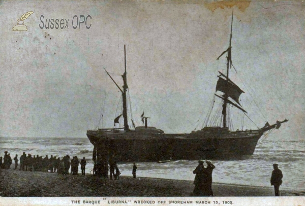 Shoreham - Wreck of the barque Liburna - 15 March 1905