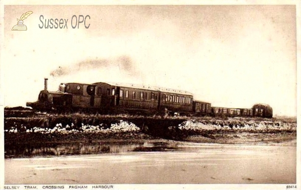 Image of Pagham - The Selsey tram crossing the harbour