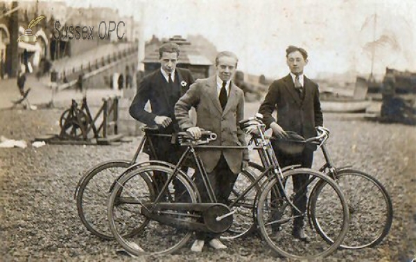Image of Brighton - Men with Bicycles on Beach