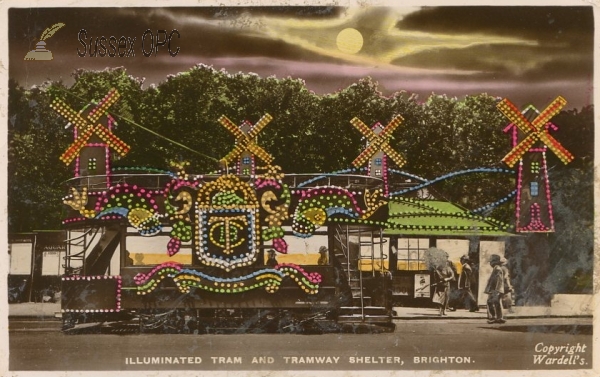 Image of Brighton - Illuminated tram and tramway shelter