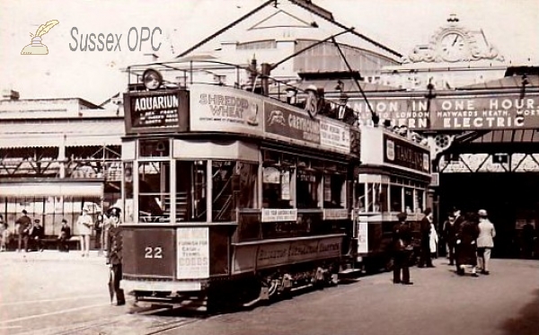 Image of Brighton - Trams outside Railway Station