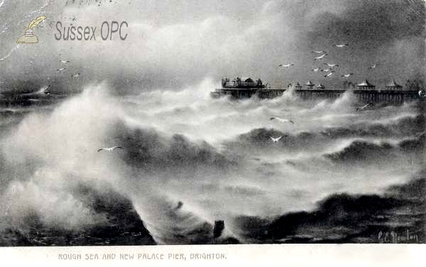 Image of Brighton - Rough Sea and New Palace Pier