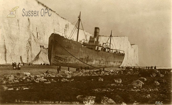 Image of Eastbourne - Beachy Head - S S Eastfield ashore, 3 December 1909