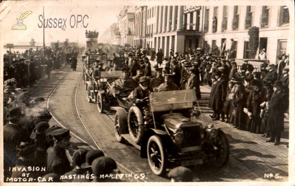 Image of Hastings - Invasion by Motor Car - March 17th 1909
