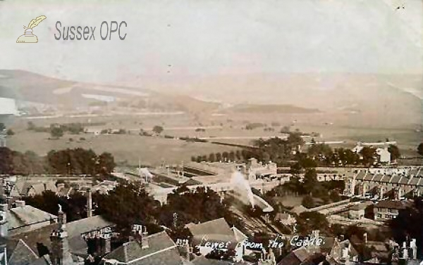 Image of Lewes - The Railway Station viewed from Castle