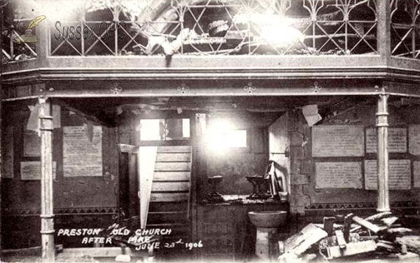 Image of Preston - Old Church after fire, 23rd June 1906