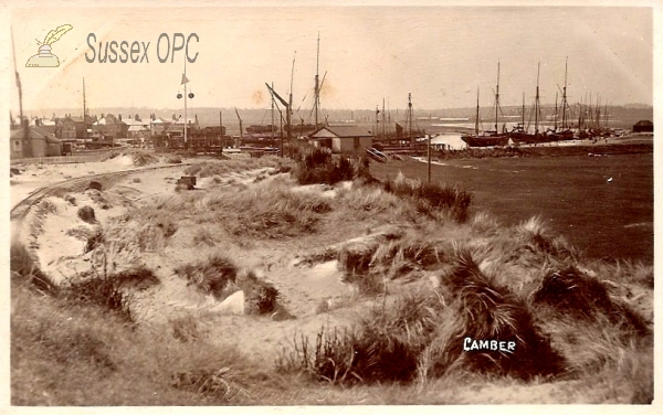 Image of Camber - Showing the fishing boats and the tram line