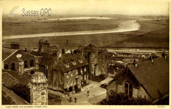 Rye - view from church tower including Methodist Church & School