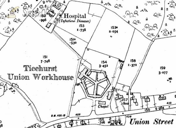 Image of Flimwell - Map showing Ticehurst Union Workhouse, Union Street
