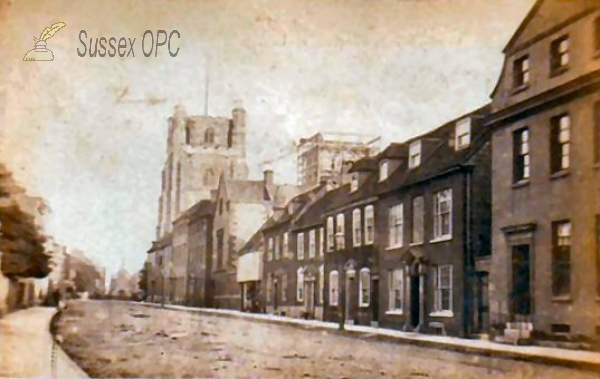 Image of Chichester - Cathedral with scaffolding around west tower