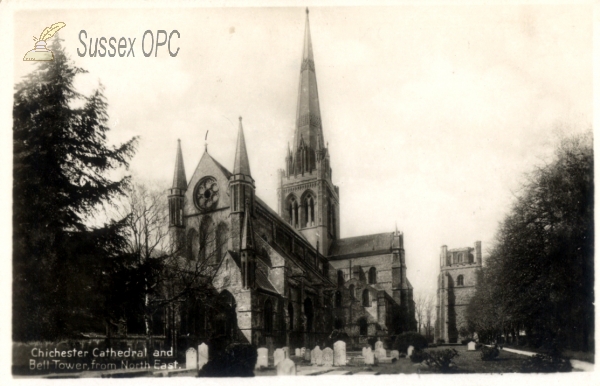 Chichester - The Cathedral,  the bell tower from the north east