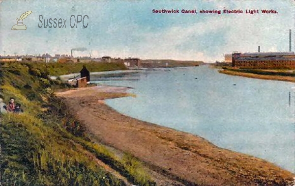 Image of Southwick - The Canal showing Electric Light Works