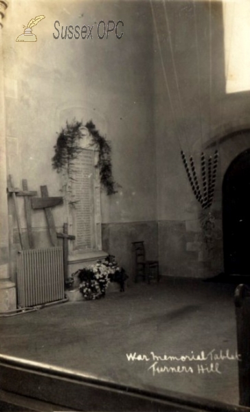 Image of Turners Hill - War memorial tablet in church tower